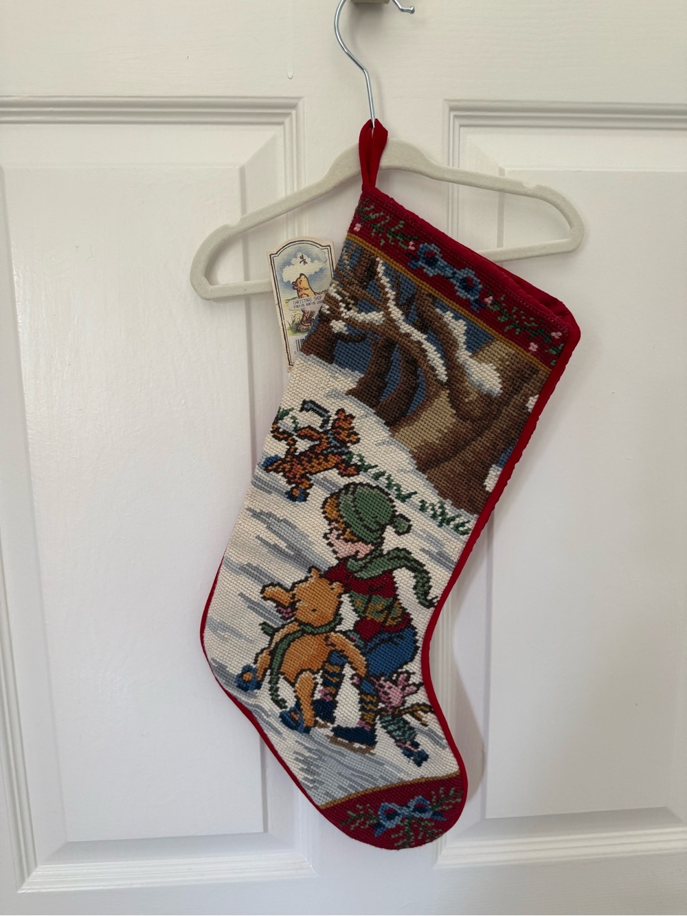 Classic Pooh needlepoint stocking- NEW
